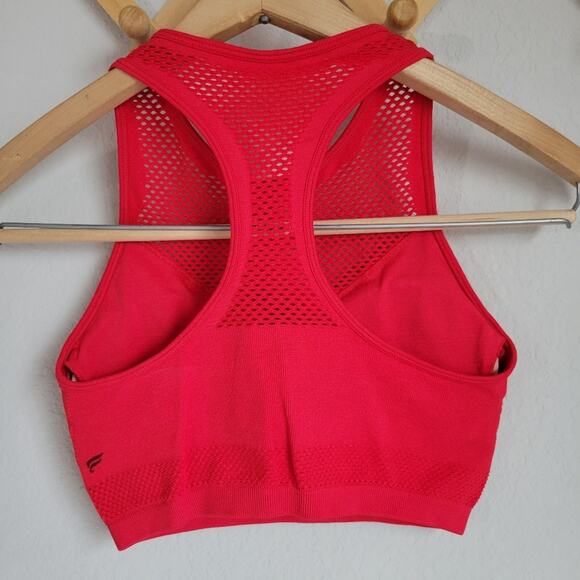 Fabletics Red Mesh V-Neck Sports Bra XS - Picture 5 of 7